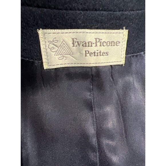 Evan Picone Petites 100% Wool Blazer Dark Navy Blue Jacket Authentic Vintage Uni - Picture 10 of 13